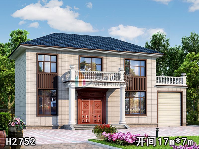 【定制设计】双层欧式洋房别墅设计农村图纸H2752